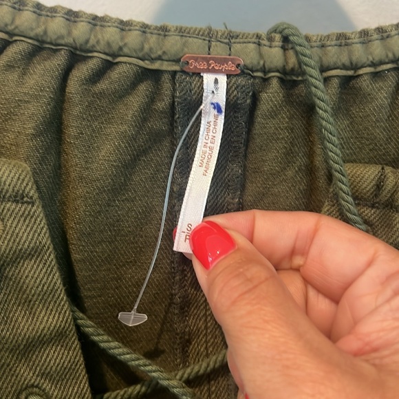 Free People when hearts align army Green Raglan Sleeve denim Mini Dress small - Picture 5 of 11